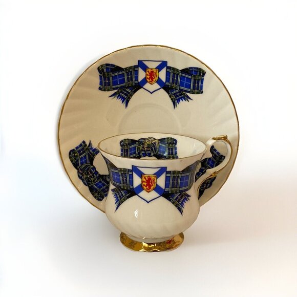 Elizabethan Fine Bone China Tea Cup And Saucer Nova Scotia Tartan - Picture 1 of 16